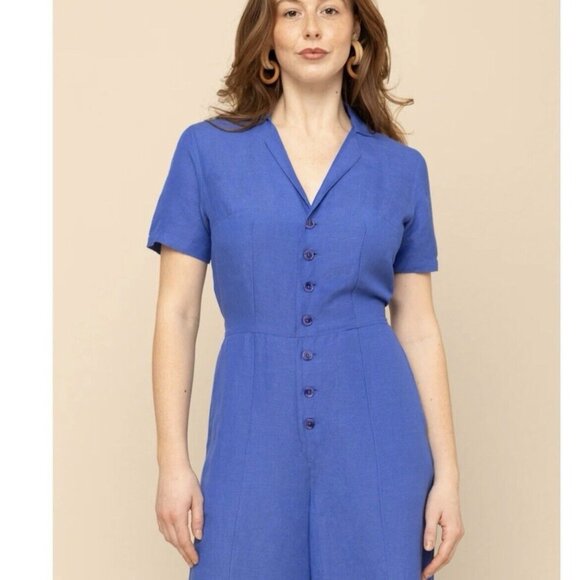 Mixed By Nasrin Neptune Linen Wide Leg Jumpsuit Pink - Picture 7 of 8